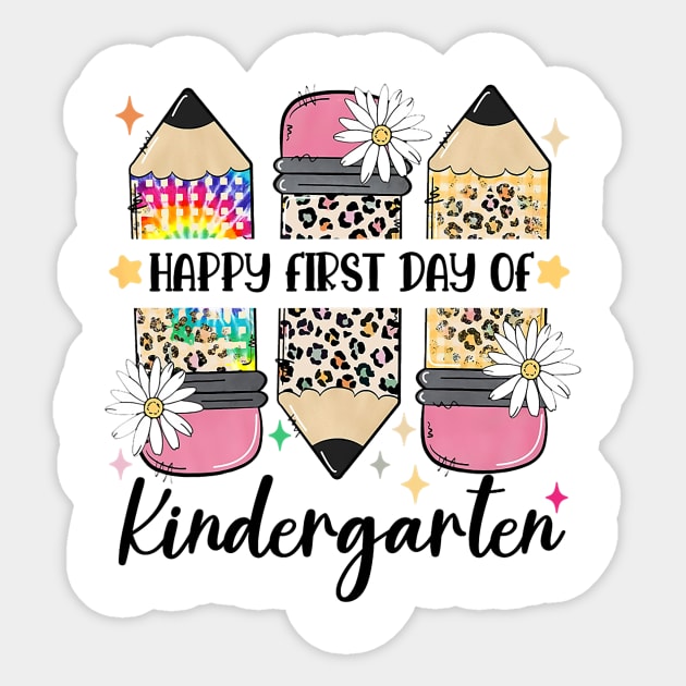 First Day Kindergarten Teacher Leopard Pencil Back to School Sticker by torifd1rosie